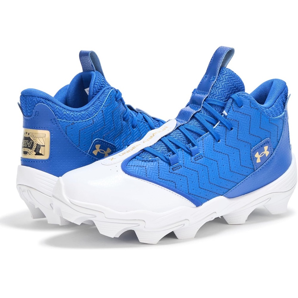 New Under Armour Harper Baseball Cleats White Blue Gold Size 13
